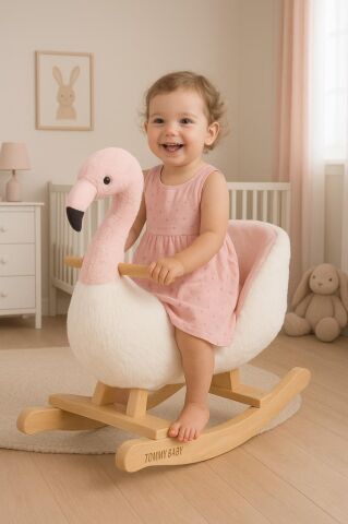 TommyBaby Sallanan Oyuncak At, Sallanan Ahşap Flamingo Sallanan Flamingo