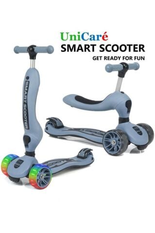 Smart Oturaklı Çocuk Scooter 3 Tekerlekli Işıklı Ledli Scooter Yükseklik Ayarlı 1-5 Yaş