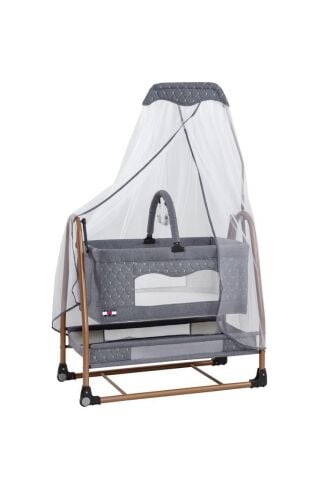 TommyBaby Rüya Tüllü Sepet Beşik Sallanabilir Bebek Beşiği Tüllü Beşik