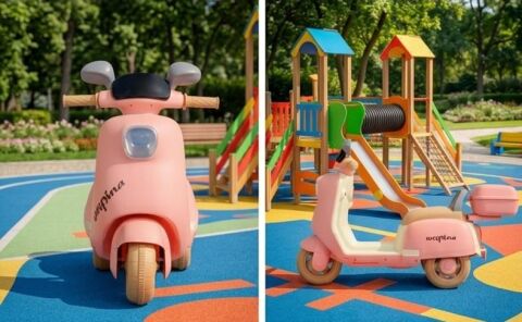 Akülü 3 tekerlekli Çocuk Motoru 6 W Uzaktan Kumandalı 50kilo Taşıma Kapasiteli Müzik Çalarlı 1-6Yaş PEMBE