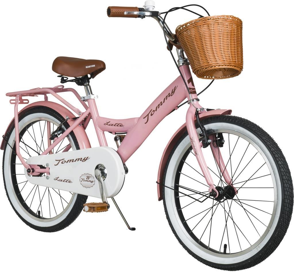 TommyBike Latte Sepetli, Elcikli 20 Jant Çocuk Bisikleti, 6-9 Yaş Çocuk Bisikleti PUDRA PEMBE