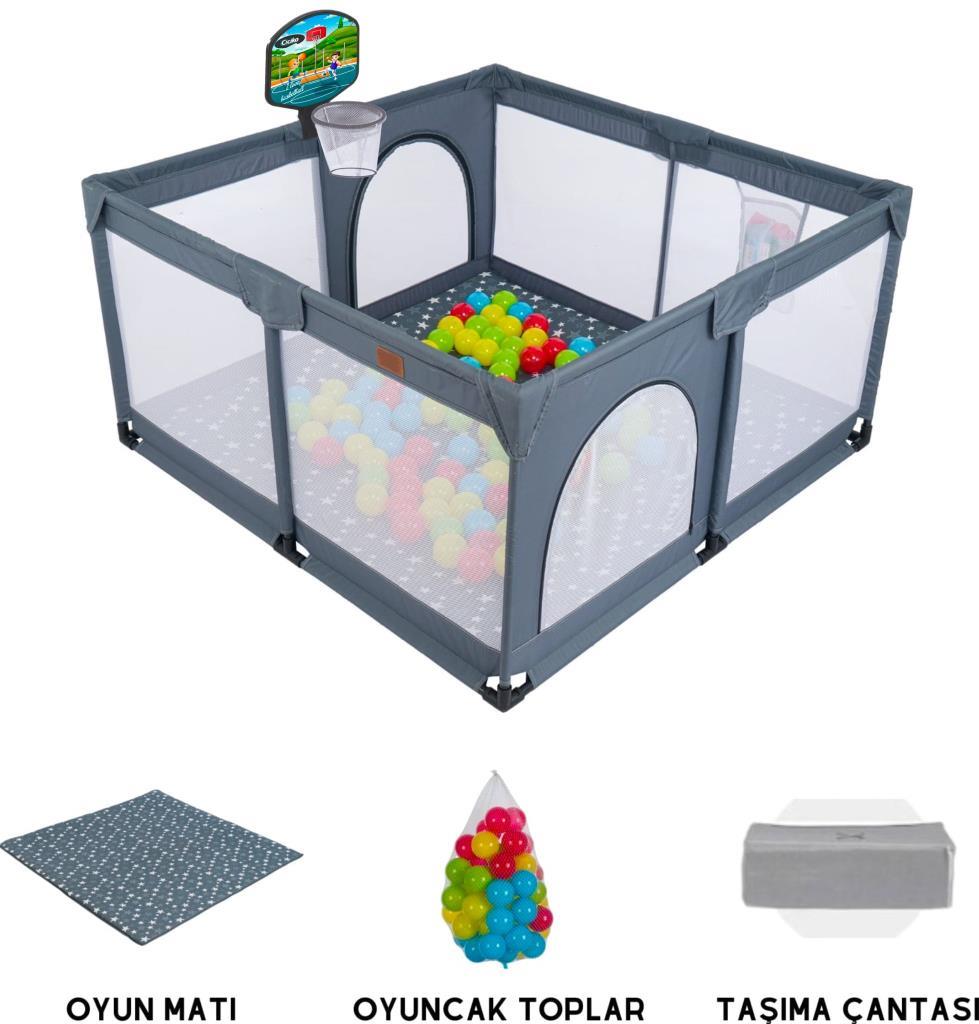 TommyBaby Güvenli Bebek Ve Çocuk Oyun Alanı Oyun Parkı 120X120 Oyun Matı Topları Yatak