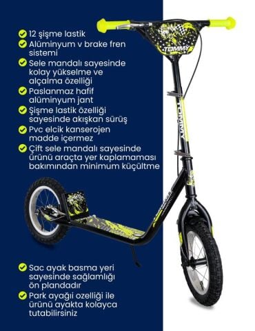 TommyBaby İkon 12 Jant Çocuk Scooter SARI