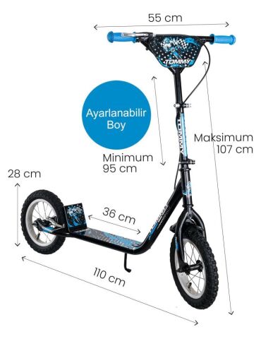 TommyBaby İkon 12 Jant Çocuk Scooter MAVİ