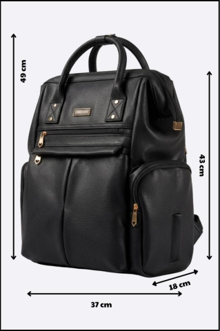 Anne Bebek Bakım Sırt-Omuz Çantası Suni Deri Su Geçirmez Termal Biberon Bölmeli Puset Askı Hediyeli KAHVERENGİ