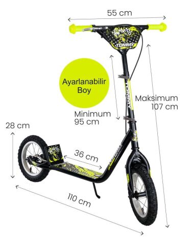 TommyBaby İkon 12 Jant Çocuk Scooter SARI
