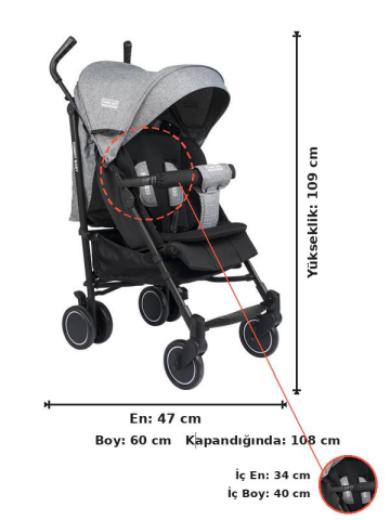 TommyBaby Luppo Black Tam Yatar Baston Bebek Arabası Puset SİYAH