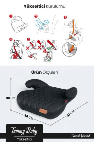 TommyBaby Yükseltici 15-36 KG Yükseltici Oto Koltuğu SİYAH