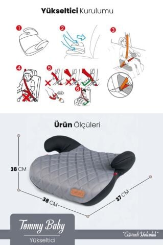 TommyBaby Yükseltici 15-36 KG Yükseltici Oto Koltuğu GRİ