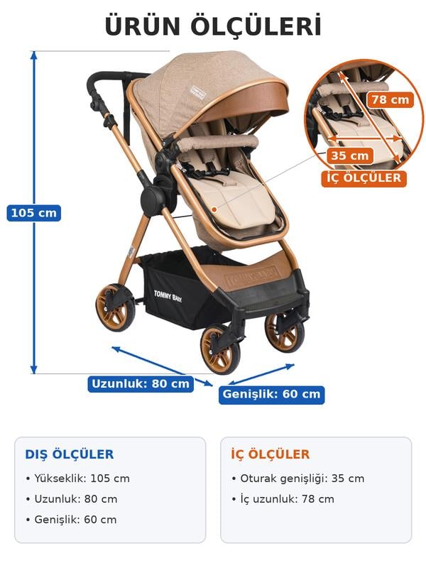 Tommybaby HandyTravel (Seyahat) Sistem Bebek Arabası SİYAH
