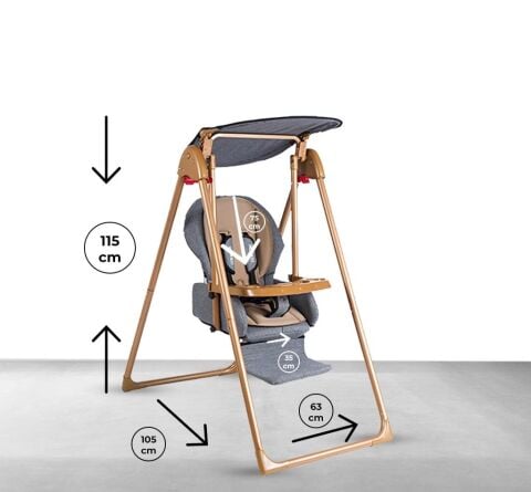 Tommybaby Crazy Gold Salıncak Bebek Çocuk Salıncağı Mama Sandalyesi ANTRASİT