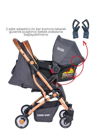 TommyBaby Mia Kabin Travel Bebek Arabası Gold Kabin Boy ANTRASİT