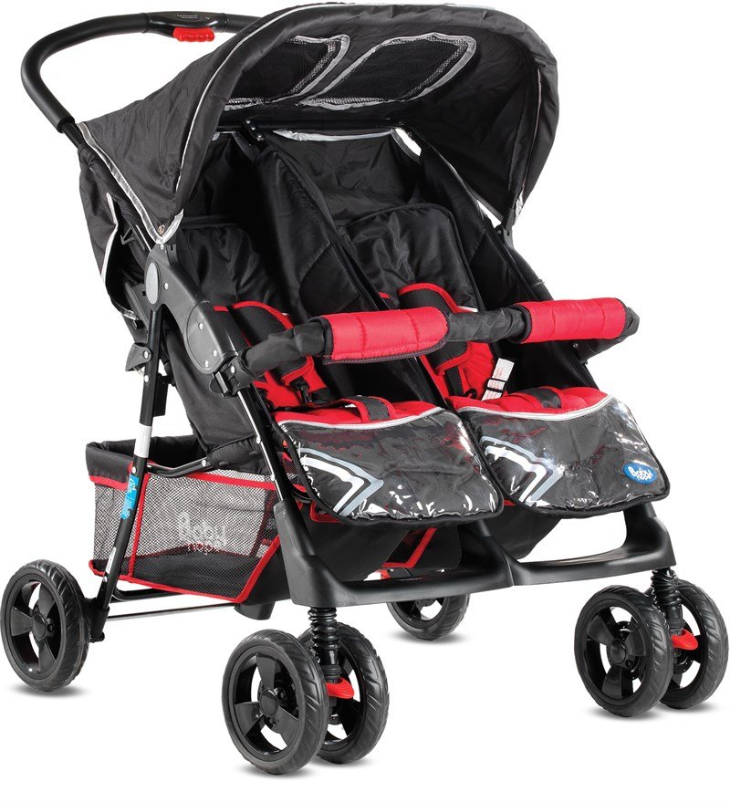Babyhope ikiz bebek arabası yanyana P-L KIRMIZI-SİYAH