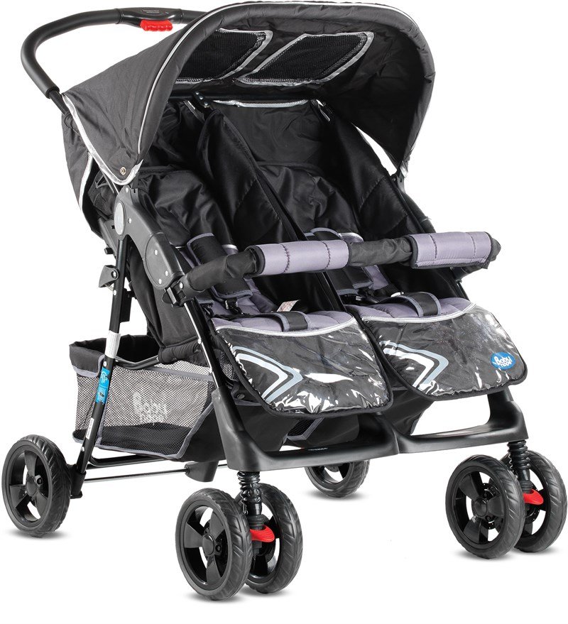 Babyhope ikiz bebek arabası yanyana P-L GRİ-SİYAH