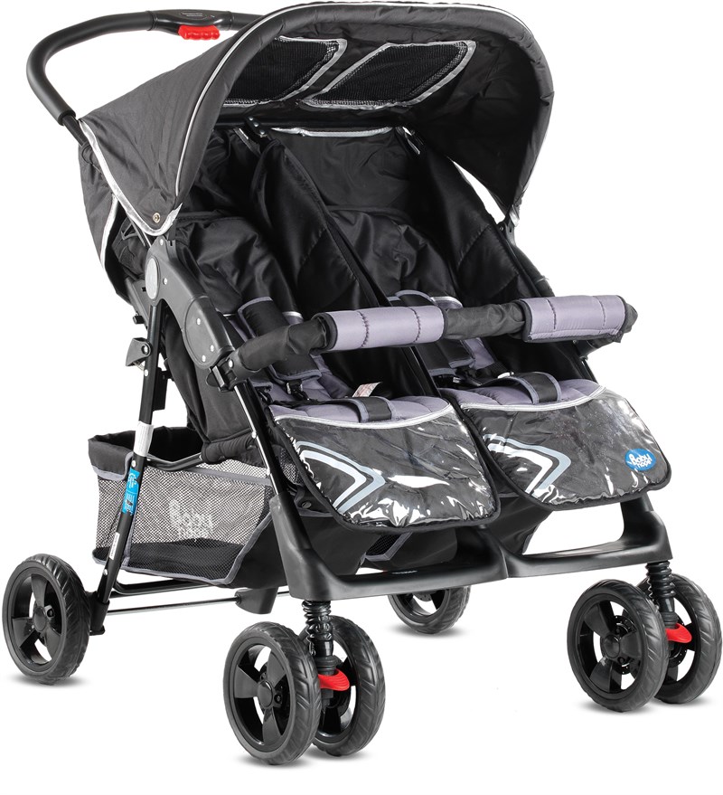Babyhope ikiz bebek arabası yanyana P-L GRİ-SİYAH