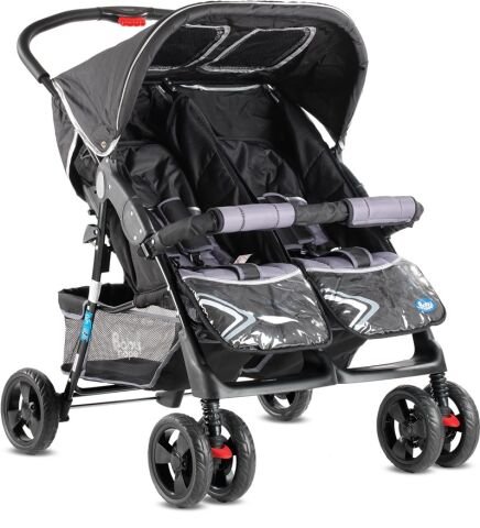 Babyhope ikiz bebek arabası yanyana P-L GRİ-SİYAH