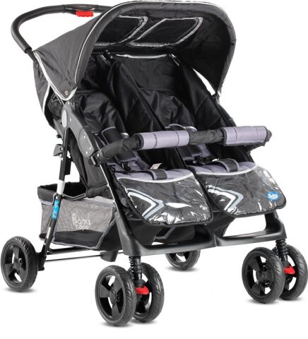 Babyhope ikiz bebek arabası yanyana P-L GRİ-SİYAH