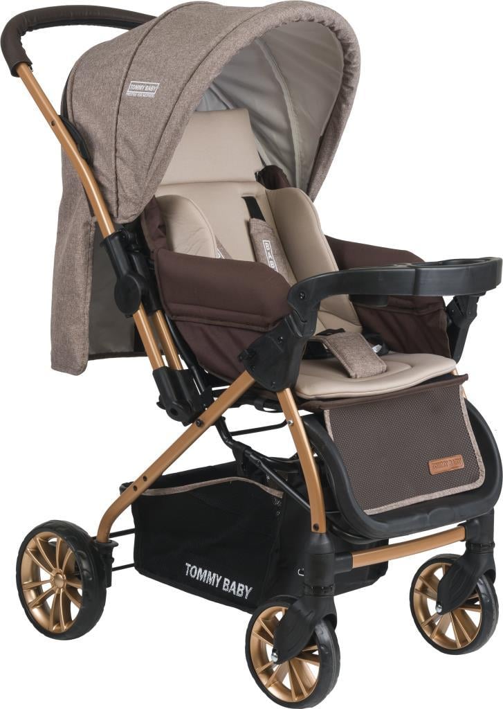 Tommybaby TB-980 Gold Çift Yönlü Bebek Arabası Puset KAHVE