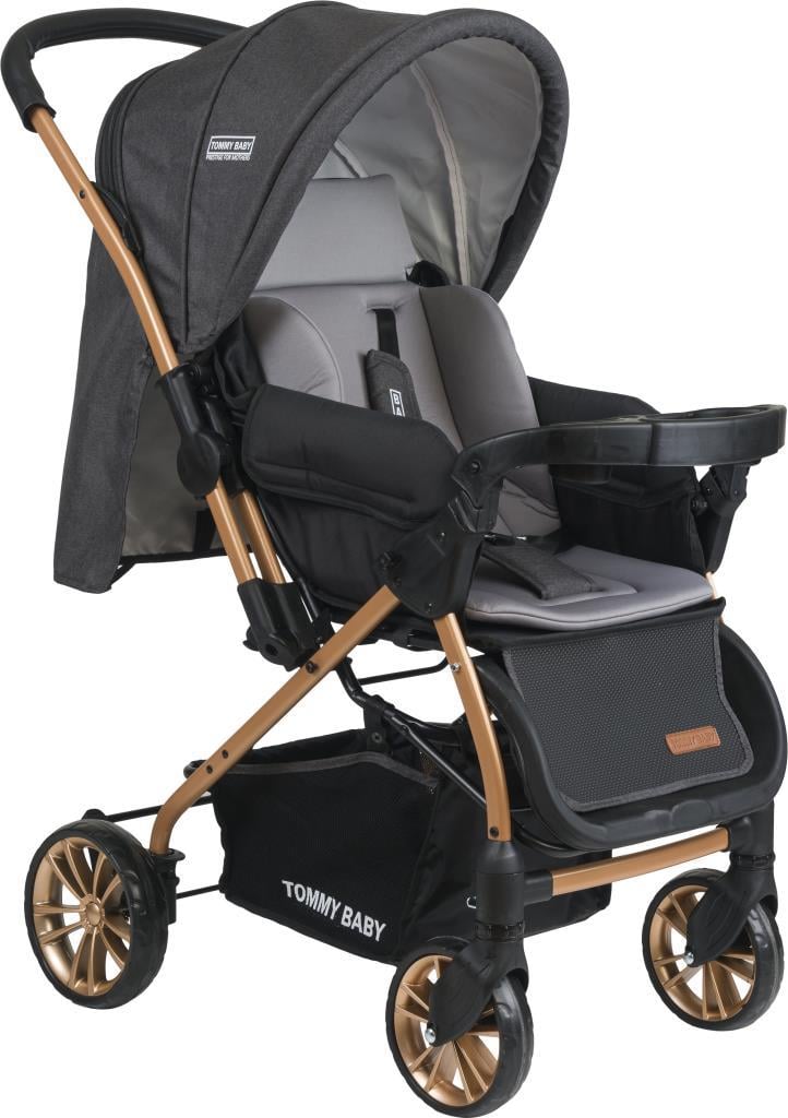 Tommybaby TB-980 Gold Çift Yönlü Bebek Arabası Puset FÜME