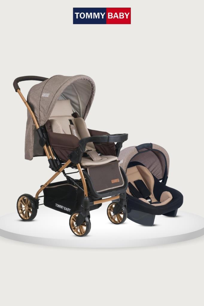 Tommybaby TB-980 Gold Travel Çift Yön (Seyahat) Sistem Bebek Arabası Puset KAHVERENGİ