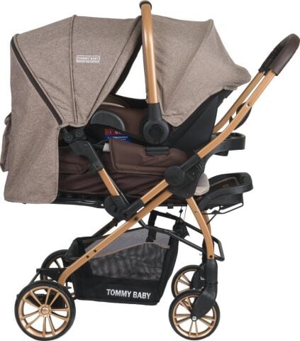 Tommybaby TB-980 Gold Travel Çift Yön (Seyahat) Sistem Bebek Arabası Puset KAHVERENGİ