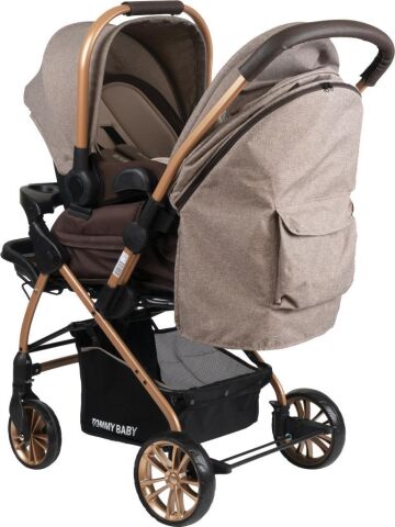 Tommybaby TB-980 Gold Travel Çift Yön (Seyahat) Sistem Bebek Arabası Puset KAHVERENGİ