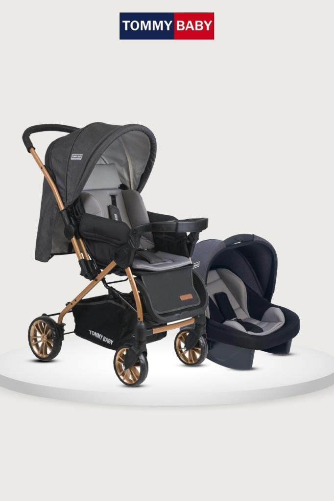 Tommybaby TB-980 Gold Travel Çift Yön (Seyahat) Sistem Bebek Arabası Puset FÜME