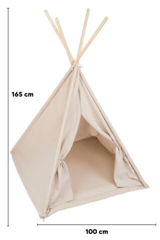 TommyBaby Çocuk Kızılderili Oyun Çadırı Ahşap Direkli Geniş Oyun Çadırı ve Minderli Ev & Bahçe Oyun Alanı Minderli