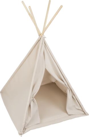 TommyBaby Çocuk Kızılderili Oyun Çadırı Ahşap Direkli Geniş Oyun Çadırı ve Minderli Ev & Bahçe Oyun Alanı Minderli BEJ