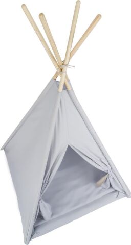 TommyBaby Çocuk Kızılderili Oyun Çadırı Ahşap Direkli Geniş Oyun Çadırı ve Minderli Ev & Bahçe Oyun Alanı Minderli Açık Gri