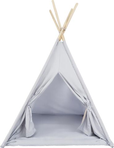 TommyBaby Çocuk Kızılderili Oyun Çadırı Ahşap Direkli Geniş Oyun Çadırı ve Minderli Ev & Bahçe Oyun Alanı Minderli Açık Gri