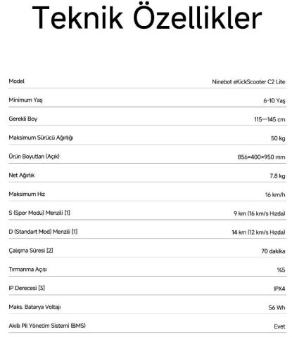 Ninebot C2 Lite Elektrikli Çocuk Scooter