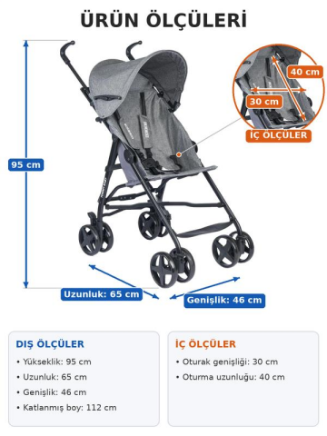 TommyBaby Comfort Pratik Baston Puset Bebek Arabası Çocuk Arabası KAHVE