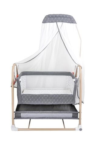 TommyBaby Royal Anne Yanı Beşik Tüllü Sepet Beşik Sallanabilir Bebek Beşiği Anne Yanı Beşik