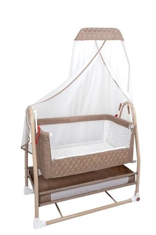TommyBaby Royal Anne Yanı Beşik Tüllü Sepet Beşik Sallanabilir Bebek Beşiği Anne Yanı Beşik