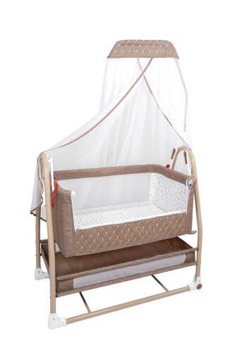 TommyBaby Royal Anne Yanı Beşik Tüllü Sepet Beşik Sallanabilir Bebek Beşiği Anne Yanı Beşik