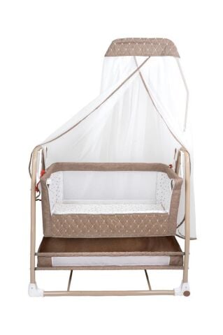 TommyBaby Royal Anne Yanı Beşik Tüllü Sepet Beşik Sallanabilir Bebek Beşiği Anne Yanı Beşik