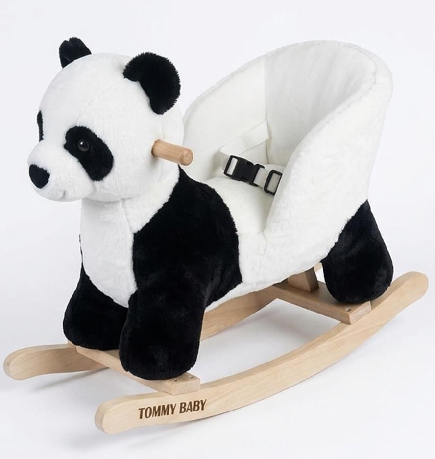 TommyBaby Egitici Peluş Sallanan At Ahsap Sallanan At PANDA