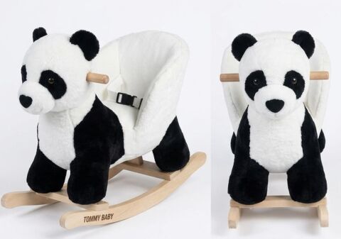 TommyBaby Egitici Peluş Sallanan At Ahsap Sallanan At PANDA