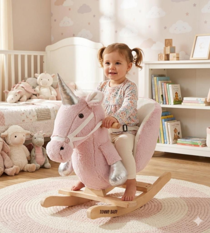 TommyBaby Egitici Peluş Sallanan At Ahsap Sallanan At UNİCORN