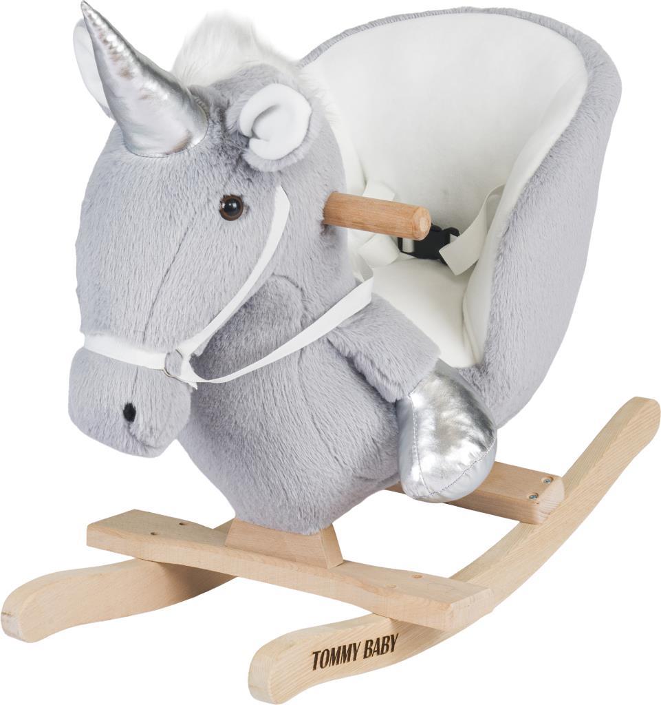 TommyBaby Egitici Peluş Sallanan At Ahsap Sallanan At UNİCORN GRİ