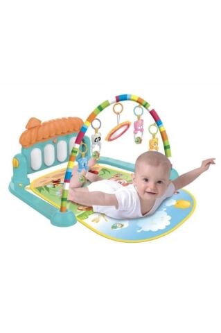 TOMMYBABY Oyun Halısı Sevimli Piyanolu Sesli Işıklı Aynalı Oyun Halısı Bebek Yenidoğan 60 X 75