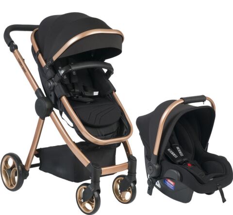 TommyBaby Safir 5'li Set Bebek Arabası Oyun Parkı Çanta Yatak SİYAH