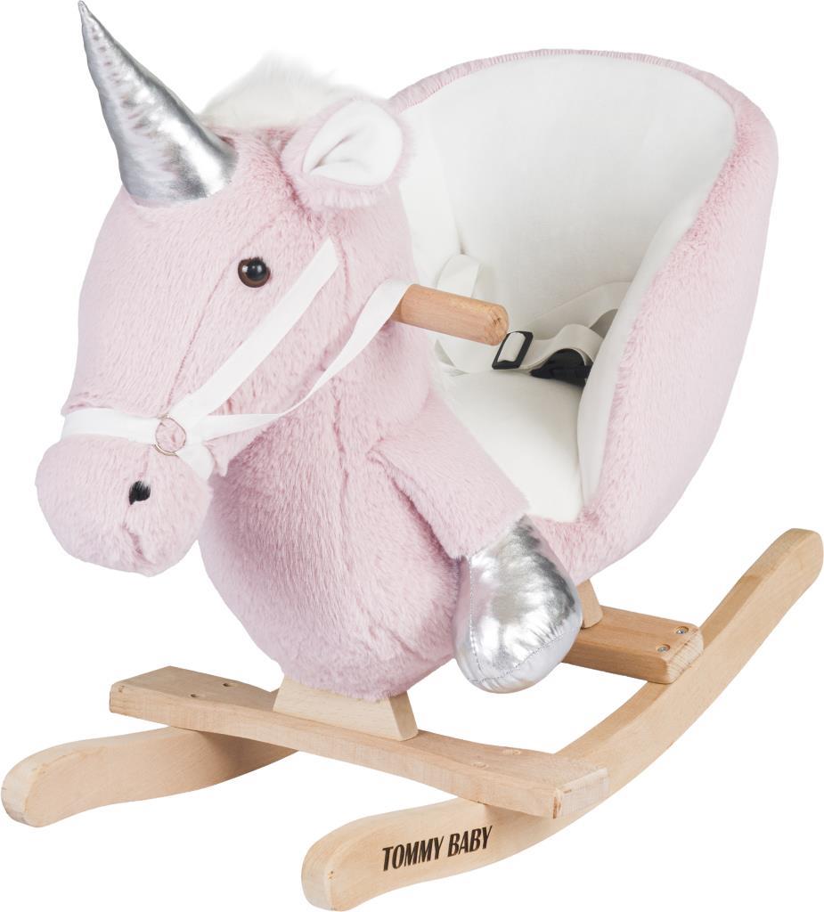 TommyBaby Egitici Peluş Sallanan At Ahsap Sallanan At PEMBE BEYAZ