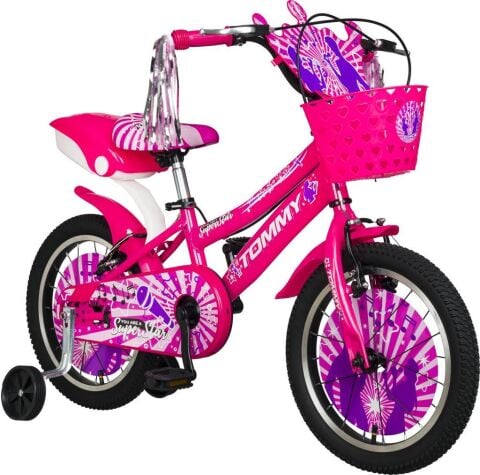 TommyBike 16 jant Bisiklet Lüx Aksesuarlı Cocuk Bisikleti 5-8 Yaş PEMBE