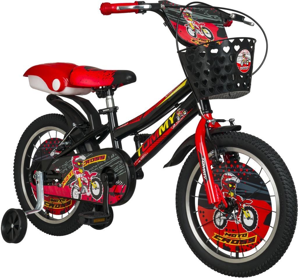 TommyBike 16 jant Bisiklet Lüx Aksesuarlı Cocuk Bisikleti 5-8 Yaş KIRMIZI