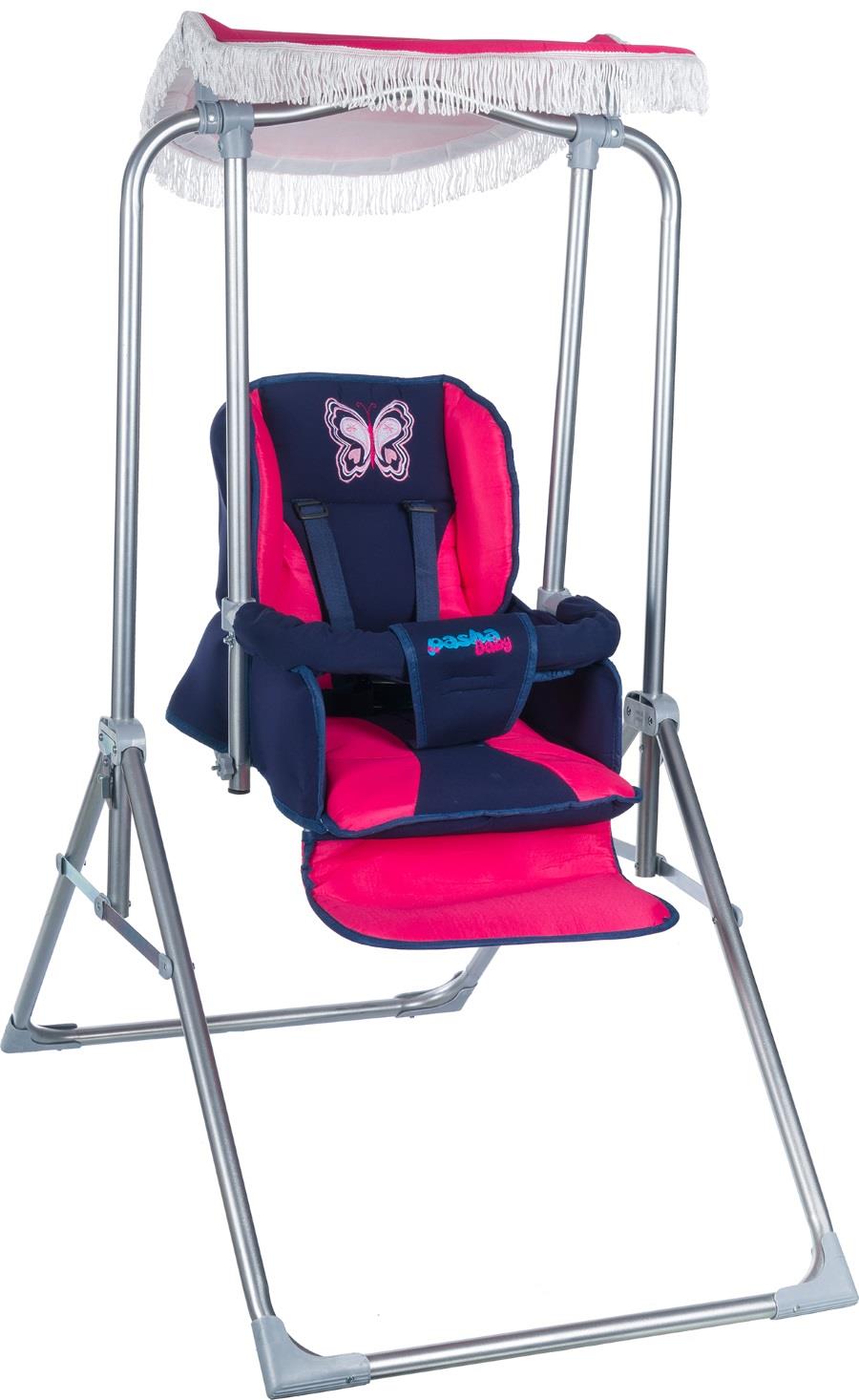 Pasha Baby M12 Lüx Tam Yatar Bebek Salıncak, Bebek Salıncağı FUŞYA-LACİVERT