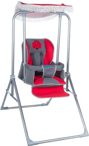 Pasha Baby M12 Lüx Tam Yatar Bebek Salıncak, Bebek Salıncağı KIRMIZI-GRİ