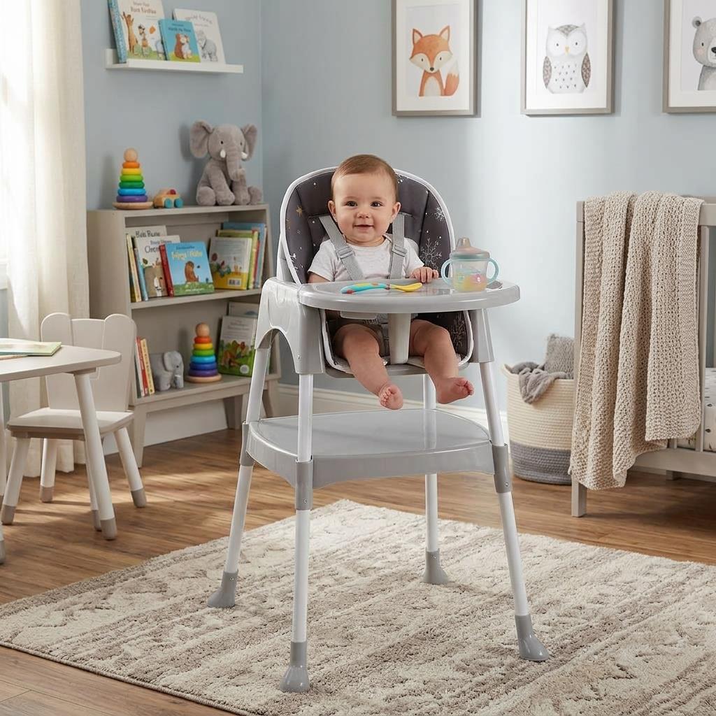TommyBaby 3 in 1 Çalışma Masalı ve Pedli Mama Sandalyesi KRAL AYI