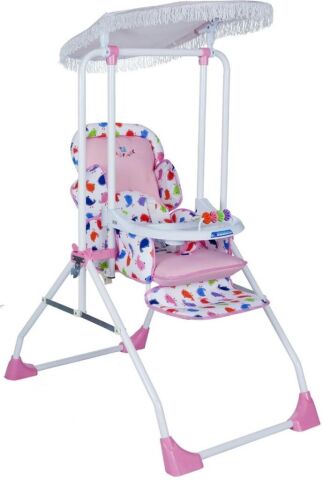 Taşpınar Lüx Tam Yatar Bebek Salıncak & Mama Sandalyesi PEMBE